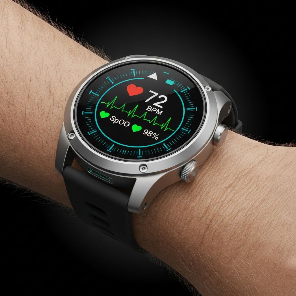 NarcoGuard NG watch on wrist showing vital signs display